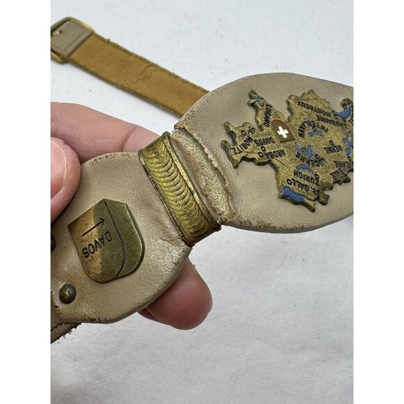 Vintage World Championship Pairs Skating Davos Switzerland Leather Belt SMALL main image 6